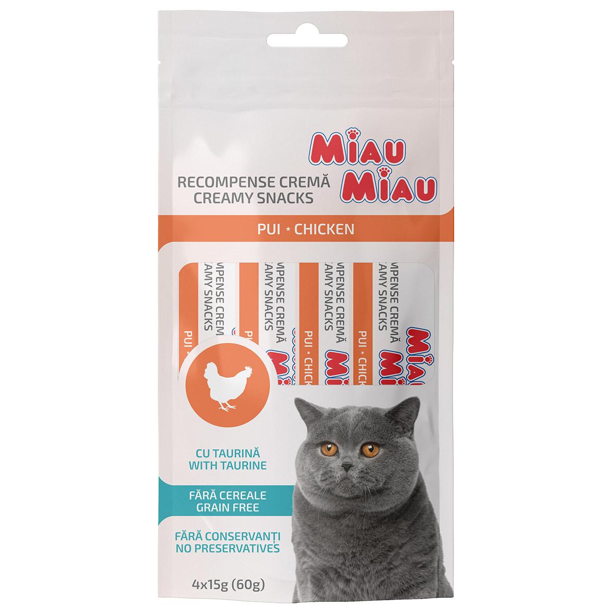 MIAU MIAU KREMASTA POSLASTICA ZA MAČKE PILETINA 4*15GR