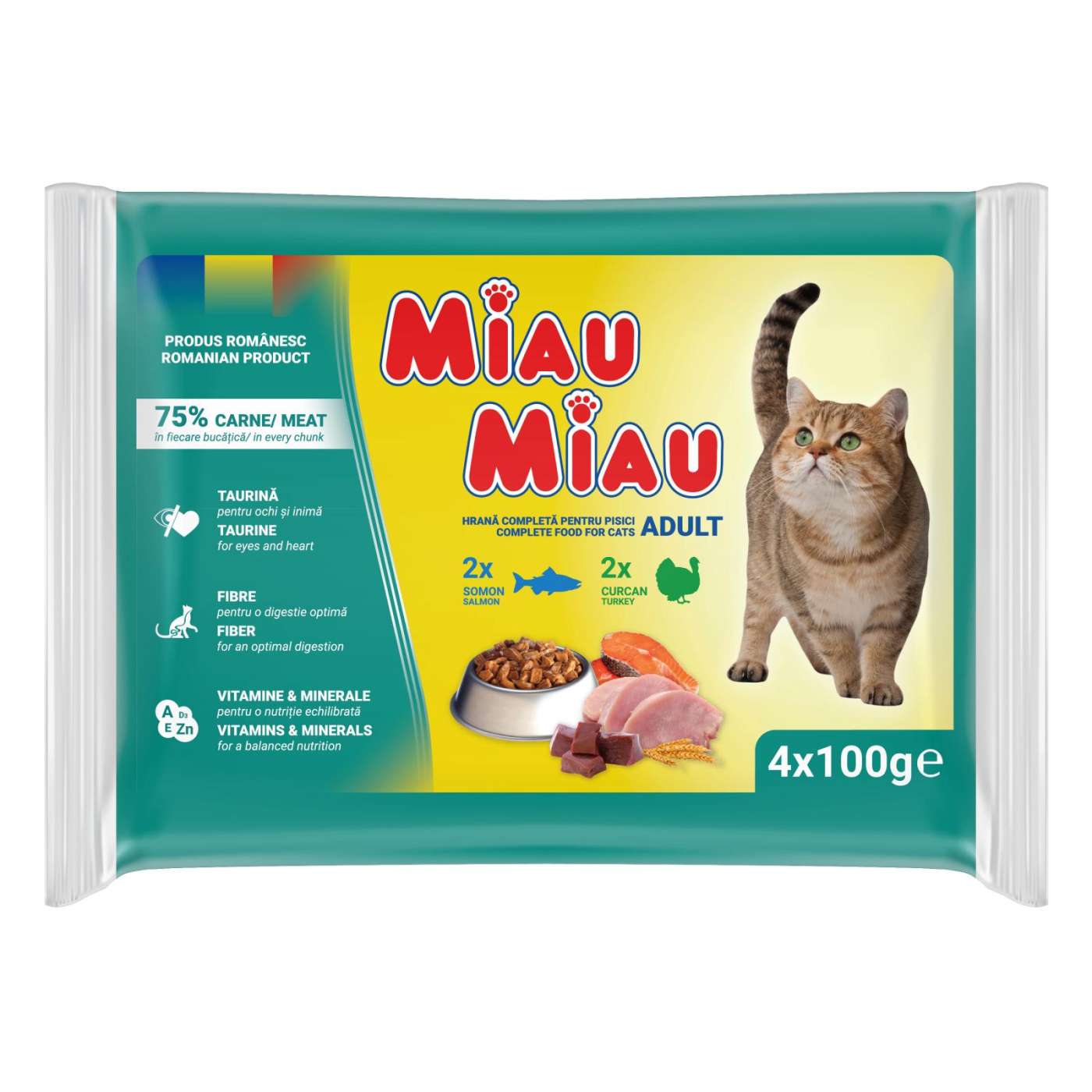 MIAU MIAU MULTIPACK 4*100GR ĆURETINA I LOSOS